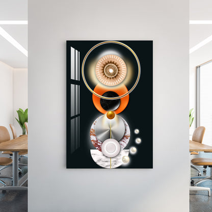 Abstract Geometric Orange Circle Acrylic Wall Art