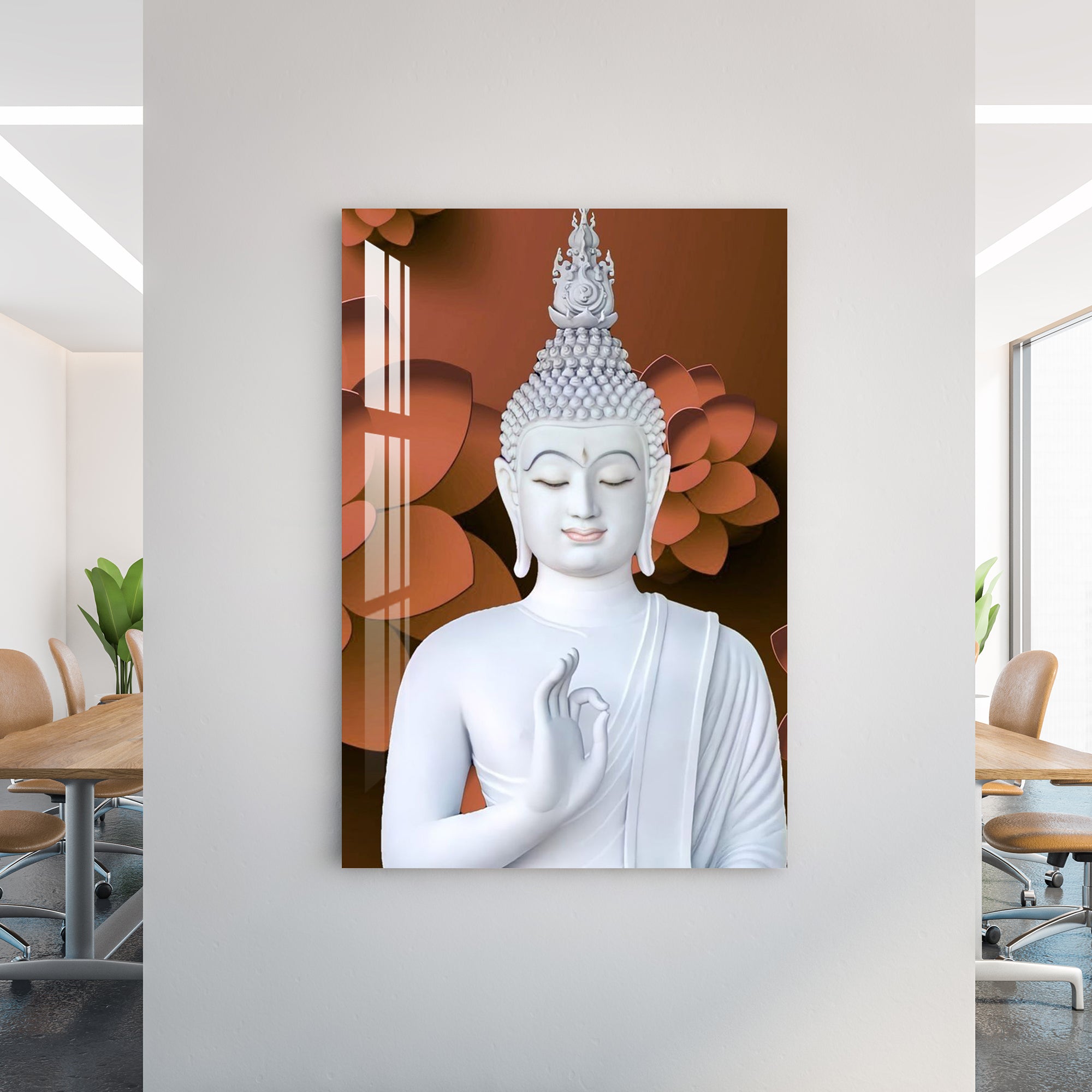 Buddha in White Acrylic Wall Art