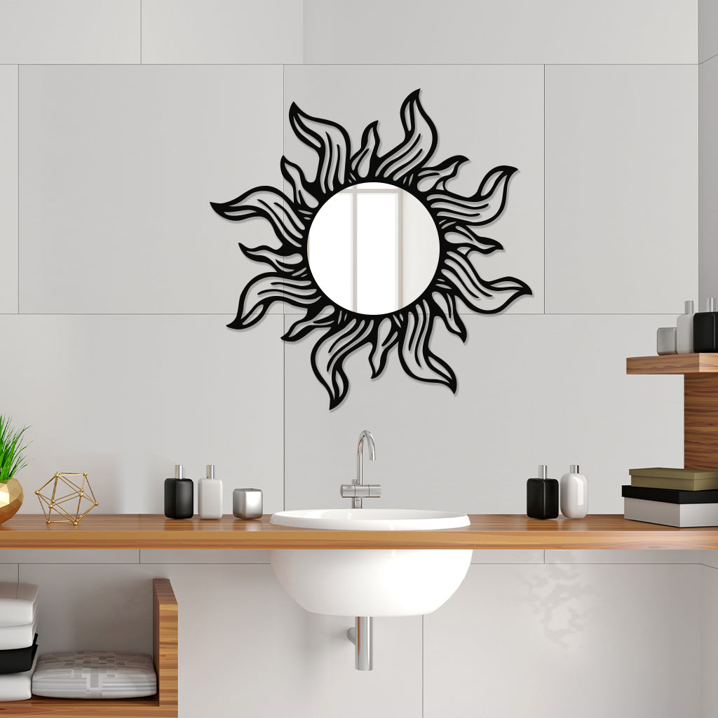 Sun Shaped Designer Metal Wall Mirror