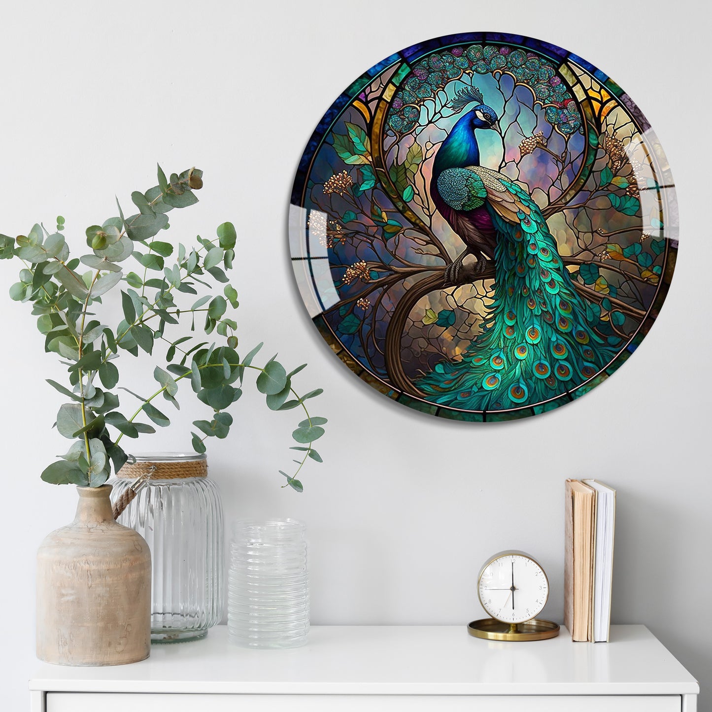 Peacock of Paradise Round Acrylic Wall Art