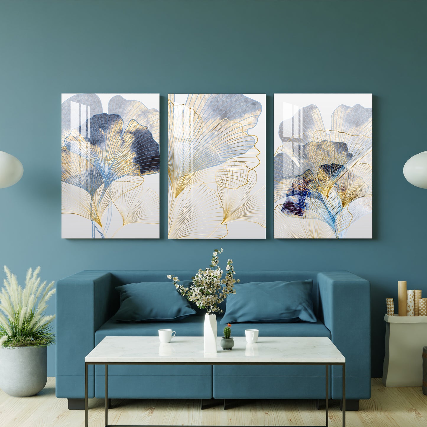 Gingko Floral Acrylic Wall Art (Set of 3)