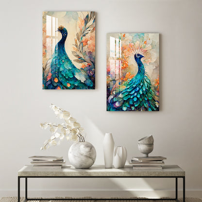 Gorgeous Peacocks Acrylic Wall Art (Set Of 2)