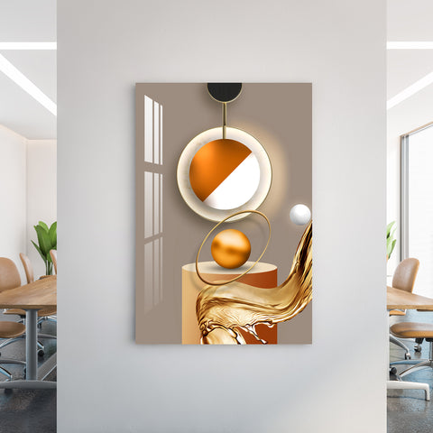 Abstract Orange & White Ball Acrylic Wall Art