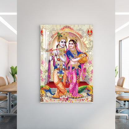 Radha Krishna & Peacocks Acrylic Wall Art