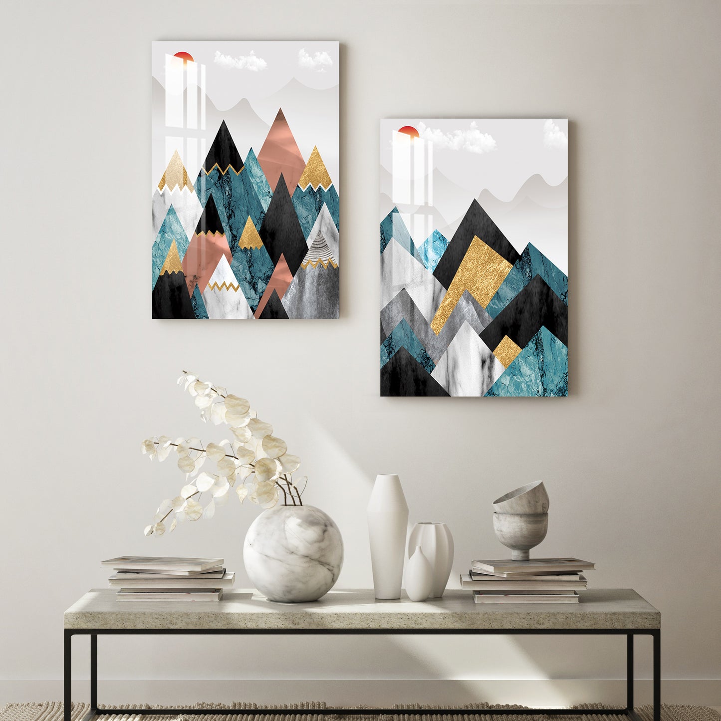 Sharp Peaks Acrylic Wall Art (Set Of 2)