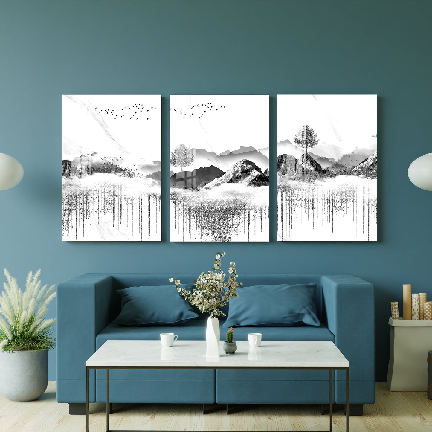 Grey & White Scenery Acrylic Wall Art (Set of 3)