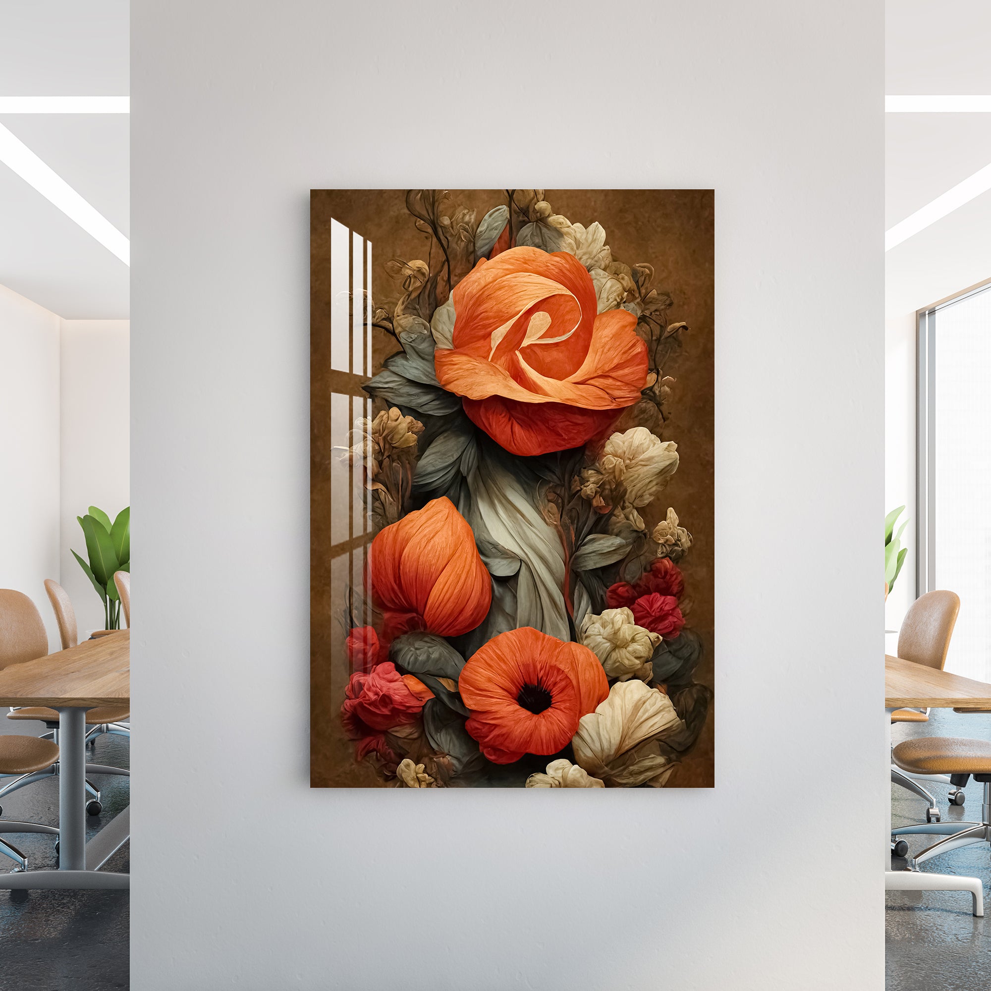 Candy Orange Flowers Acrylic Wall Art