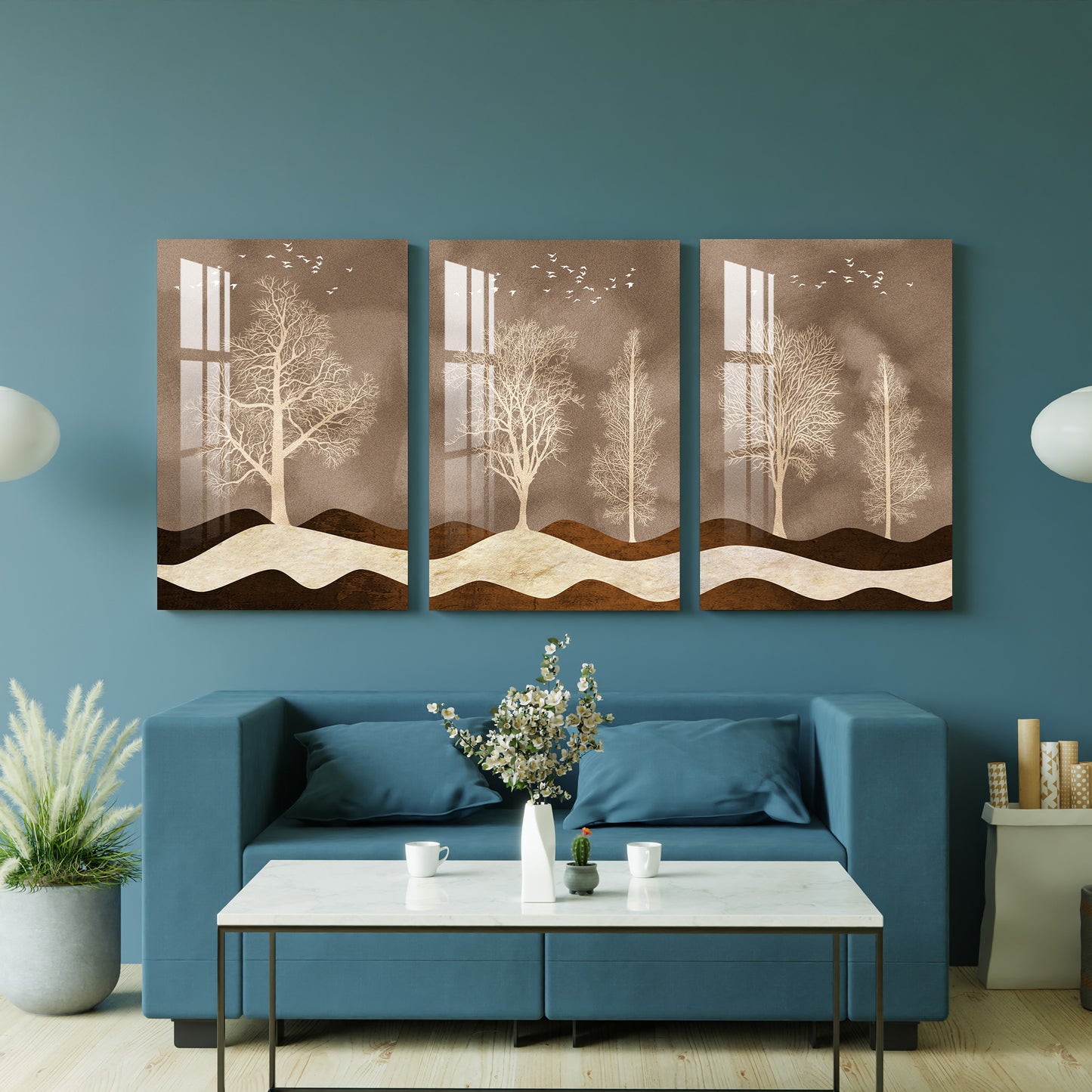 Decidious Trees Acrylic Wall Art (Set of 3)