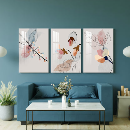 Floral Line Acrylic Wall Art (Set of 3)