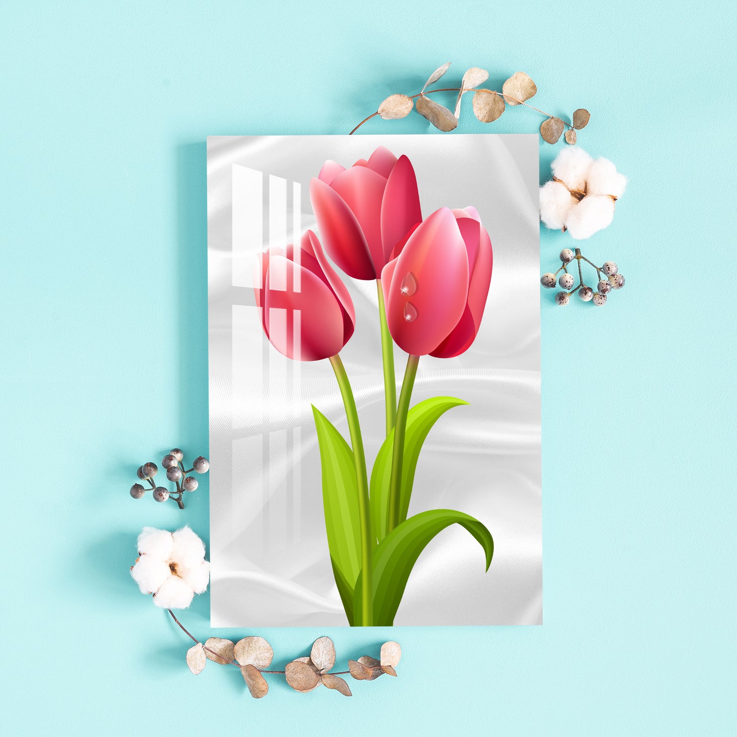 Red Tulips Acrylic Wall Art