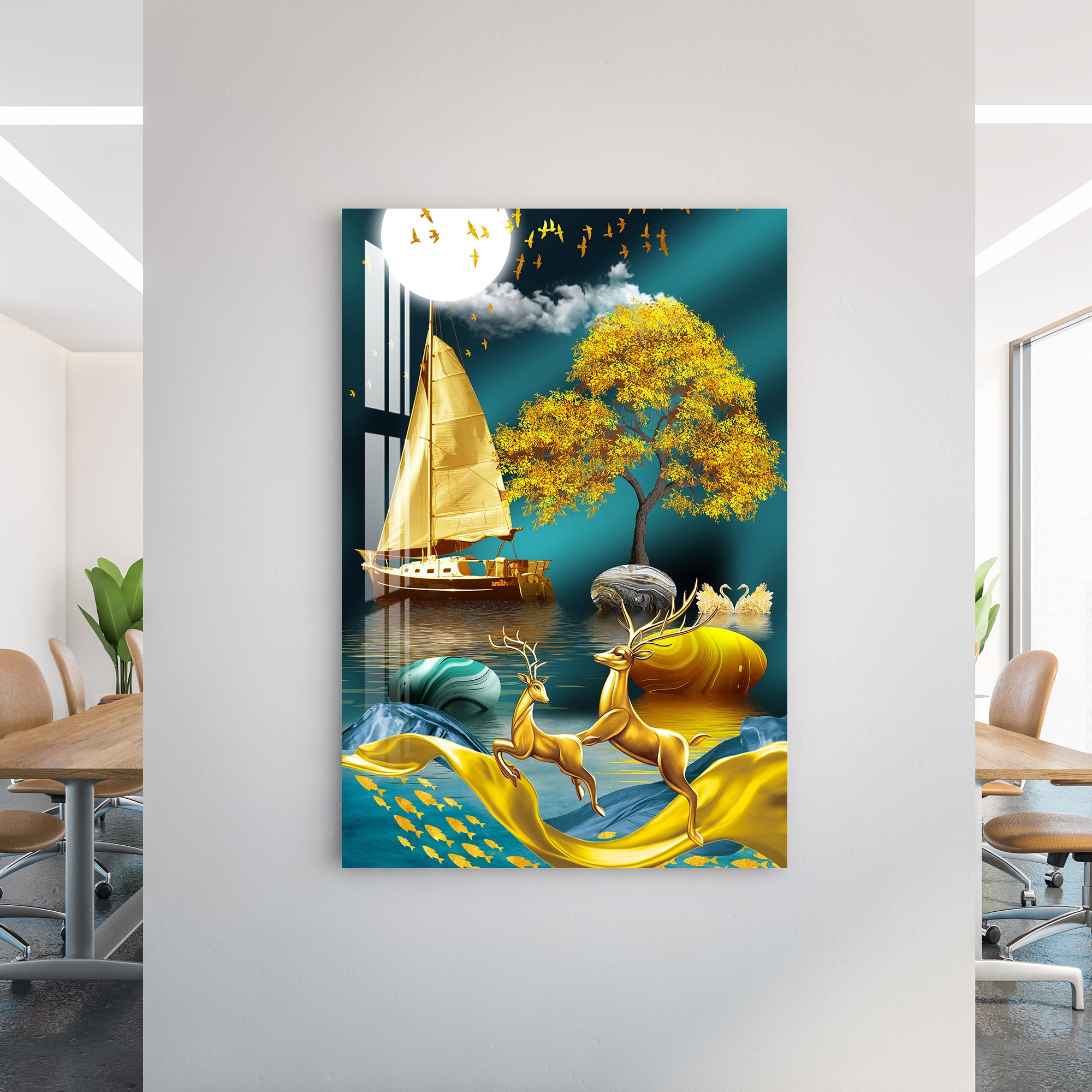 Golden Forest Acrylic Wall Art