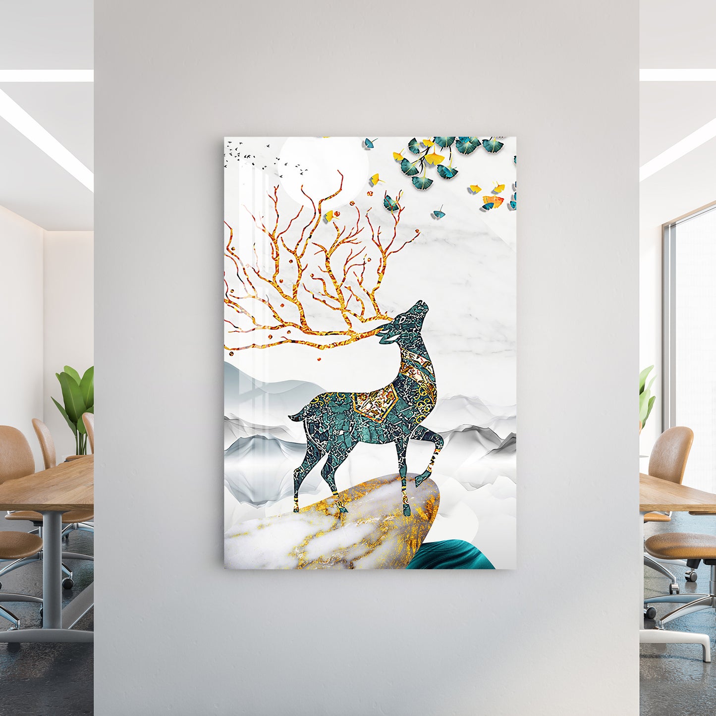 Deer With Unique Horns Acrylic Wall Art