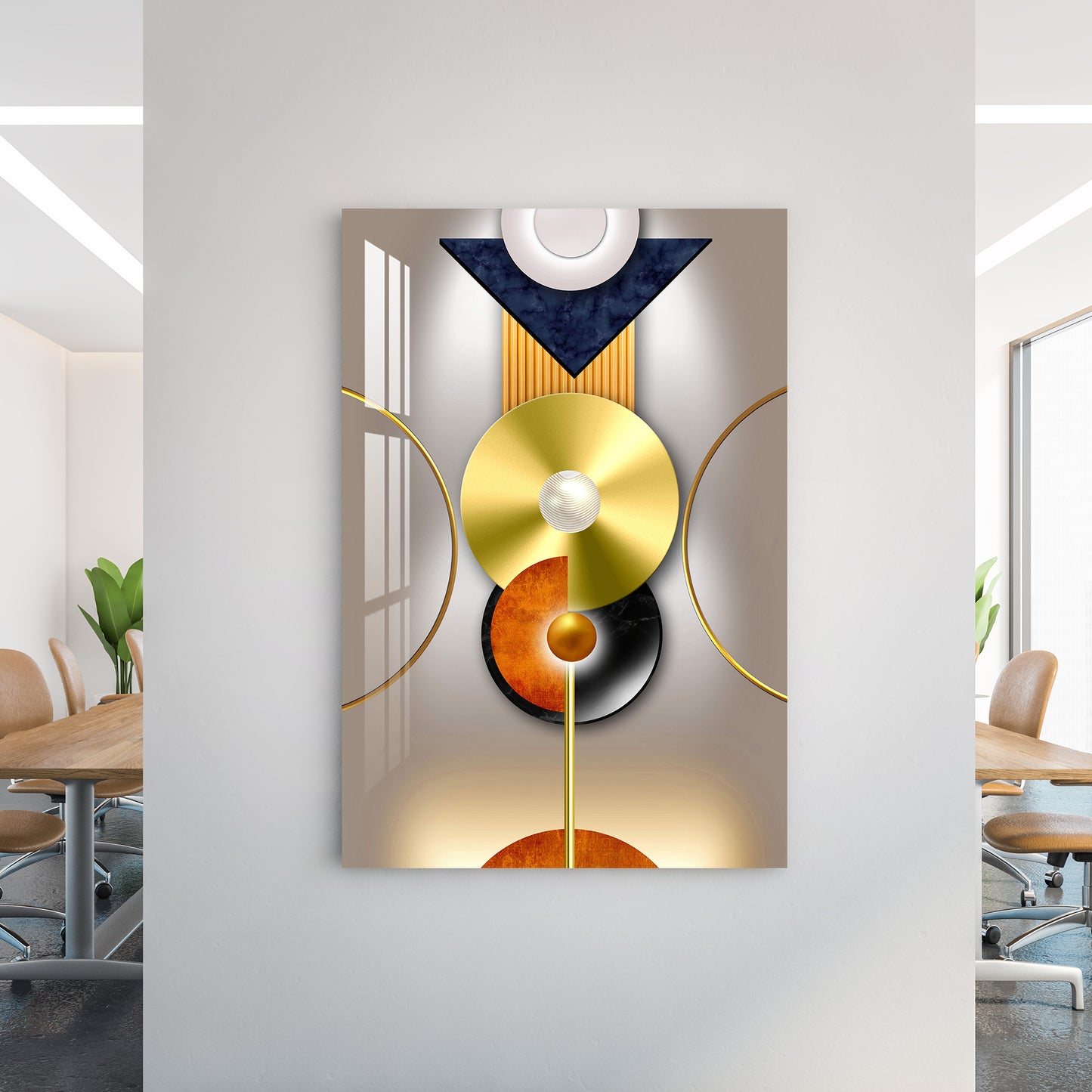 Golden & Black Disc Acrylic Wall Art