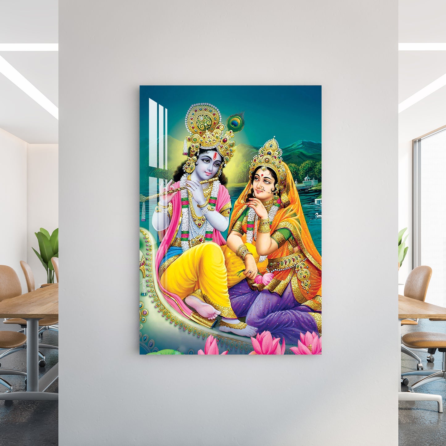 Radha Krishna on River Bank Acrylic Wall Art