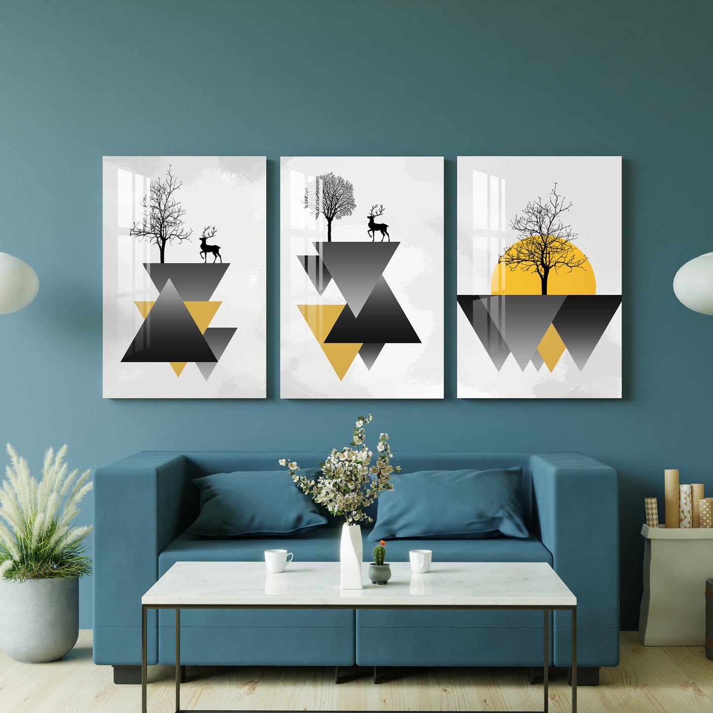 Modern Abstract Acrylic Wall Art (Set of 3)