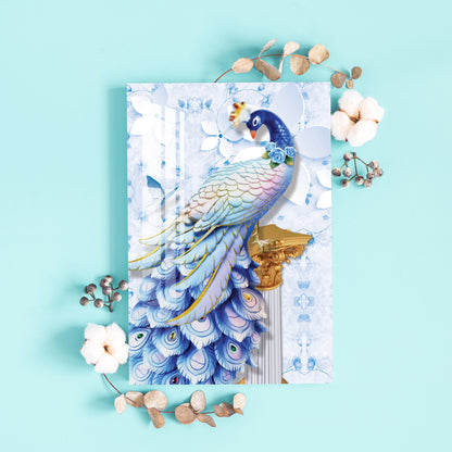 Peacock with Icy Blue Feather Acrylic Wall Art