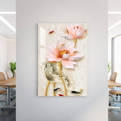 Peach Blooming Flowers Acrylic Wall Art