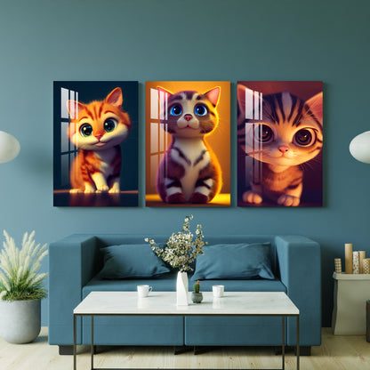 Cute Kitten Acrylic Wall Art (Set of 3)