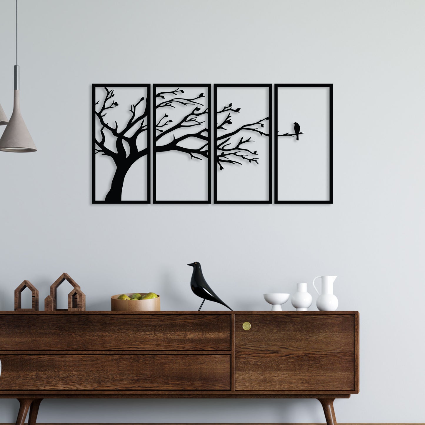 Alone Bird In Forest Metal Wall Art