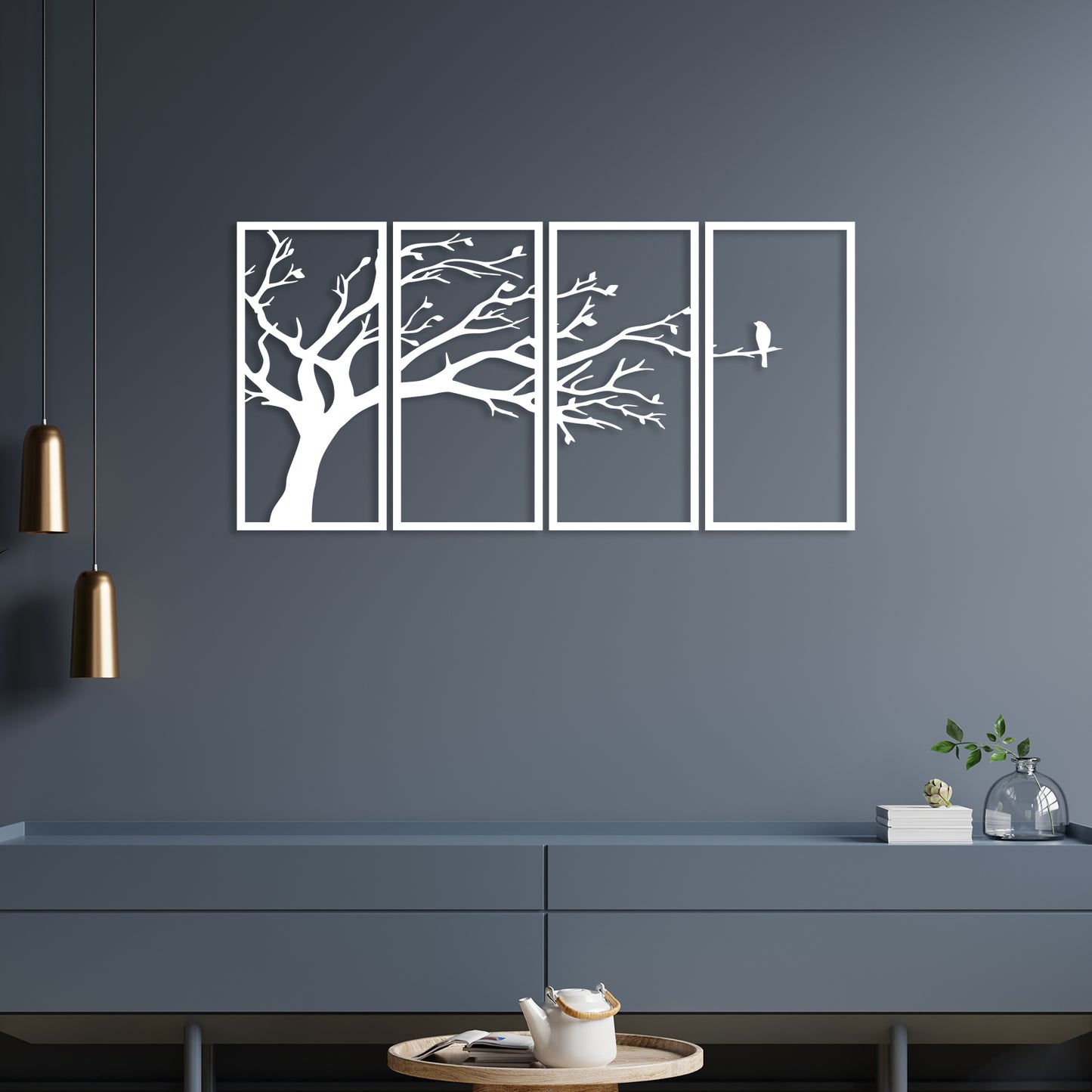 Alone Bird In Forest Metal Wall Art