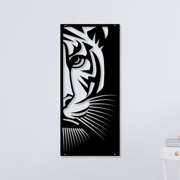 Half Tiger Face Metal Wall Art