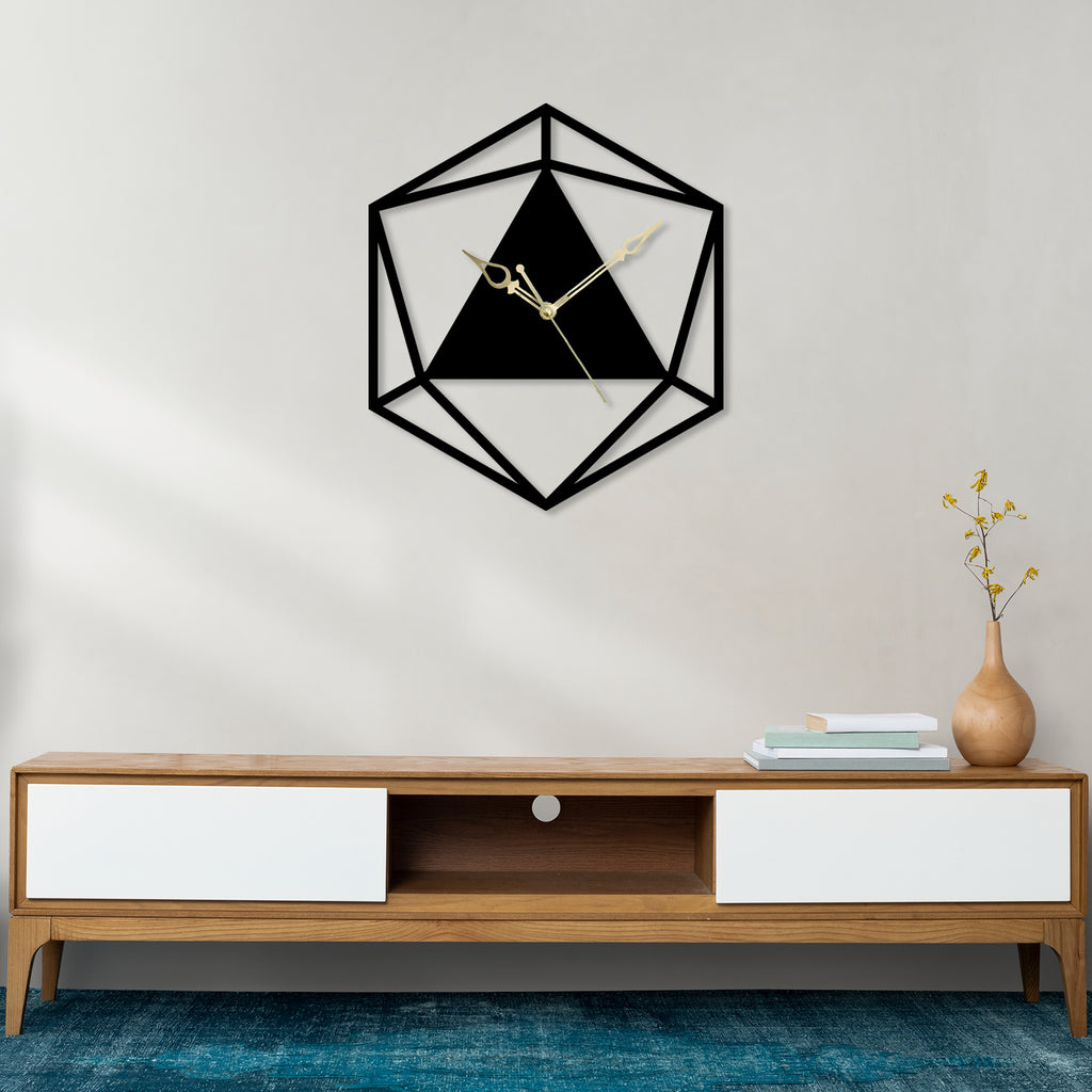 Triangle With Abstract Design Metal Wall Clock