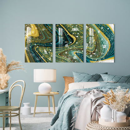 Abstract Wavy Lines Acrylic Wall Art (Set of 3)