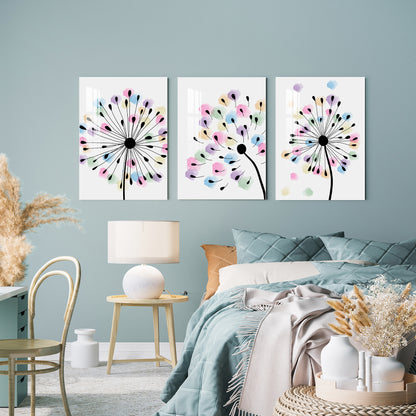 Dandelion Print Acrylic Wall Art (Set of 3)