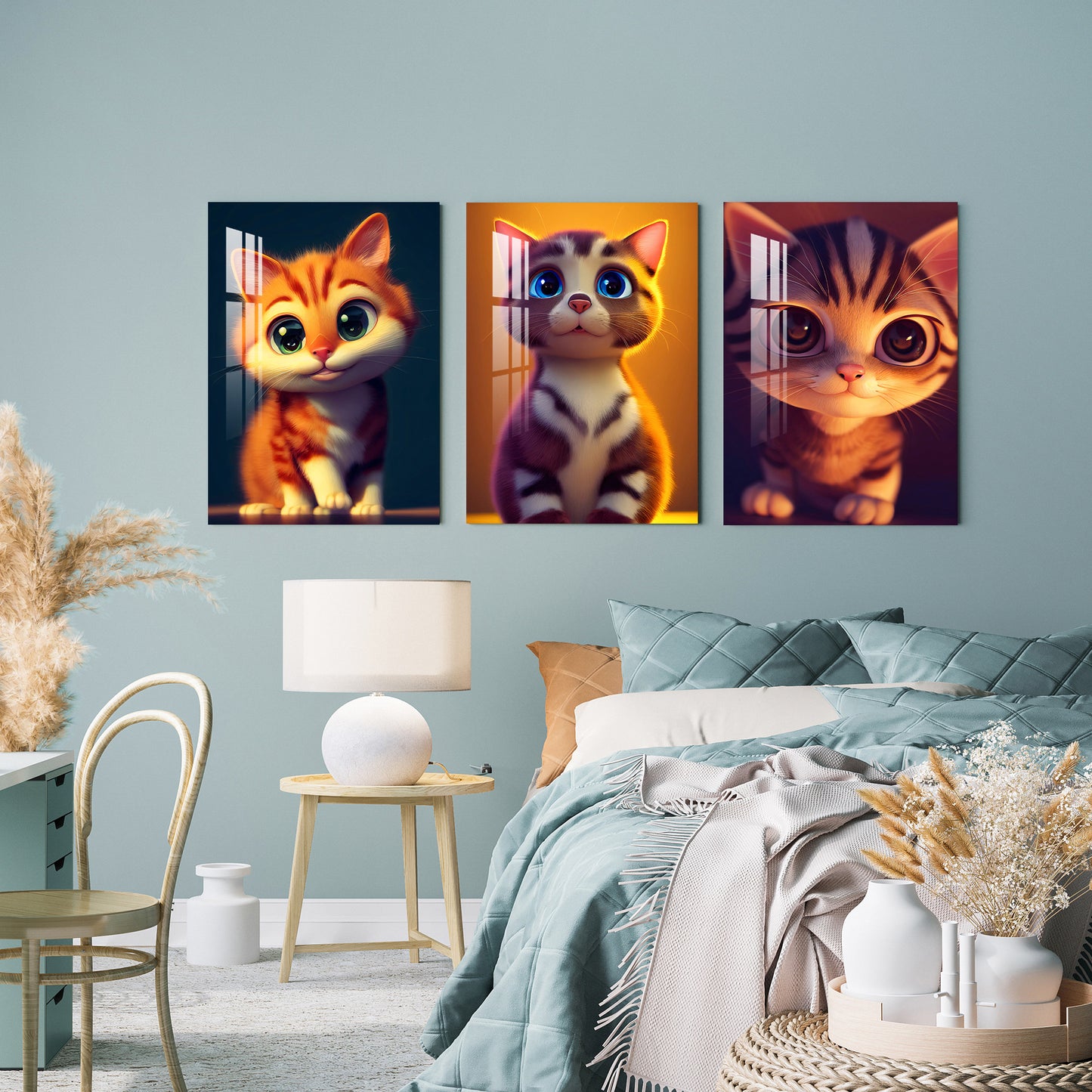 Cute Kitten Acrylic Wall Art (Set of 3)