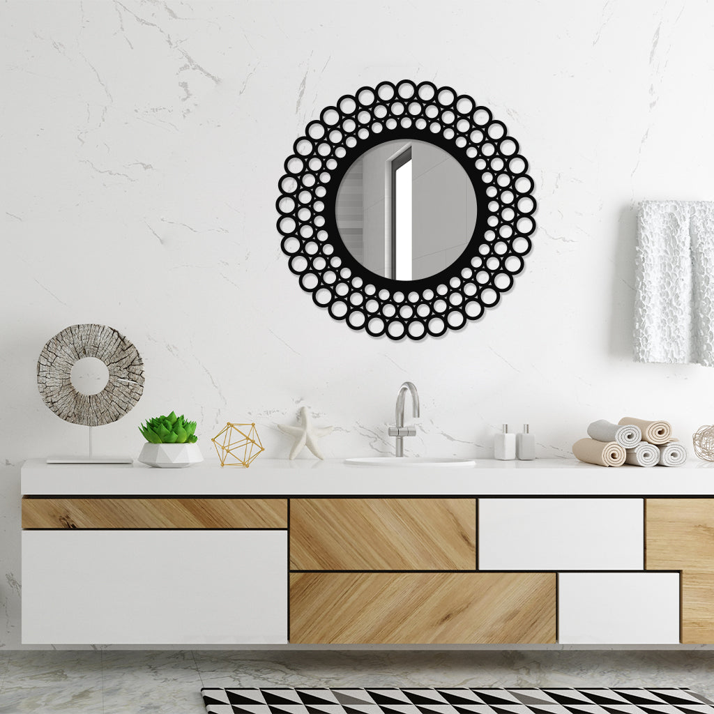 Pebble Style Round Metal Wall Mirror