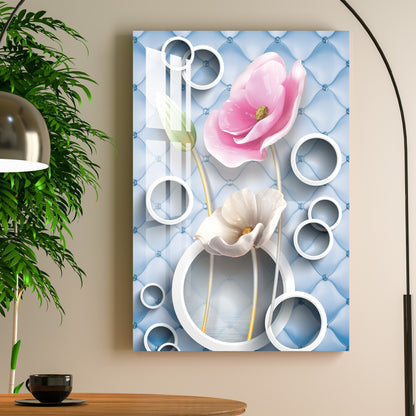 Pink & White Flower Acrylic Wall Art