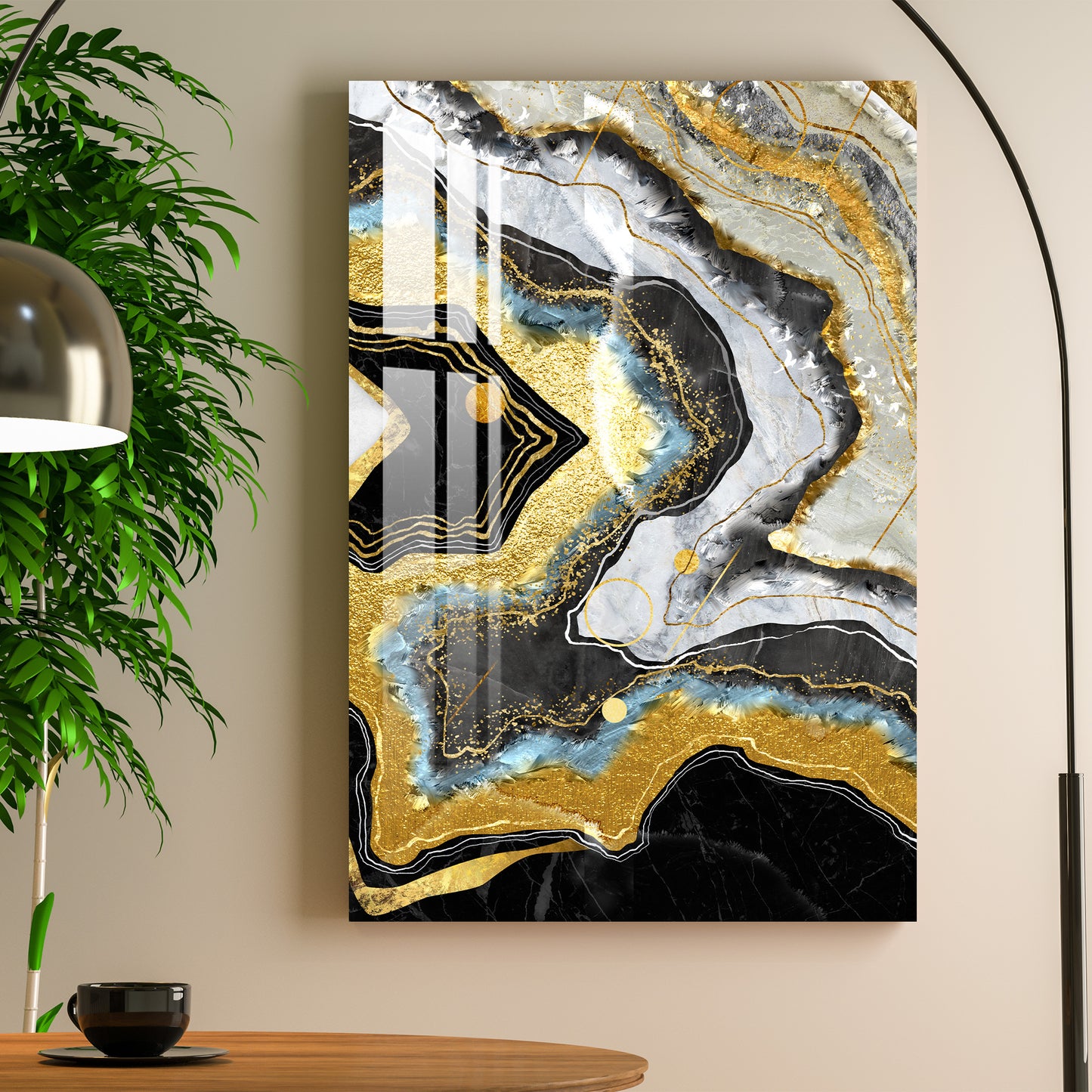 White & Golden Wave Acrylic Wall Art