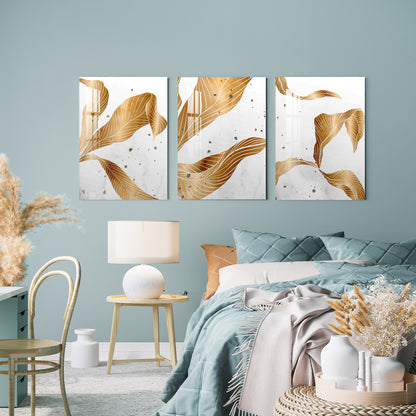 Golden Foliage Acrylic Wall Art (Set of 3)