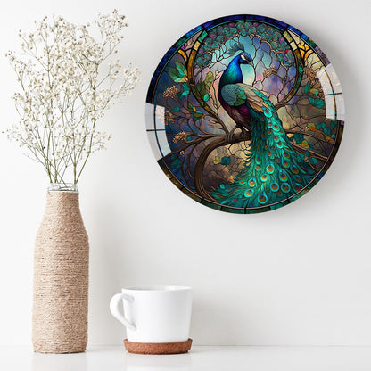 Peacock of Paradise Round Acrylic Wall Art