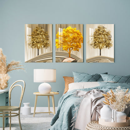 Fortune Golden Trees Acrylic Wall Art (Set of 3)