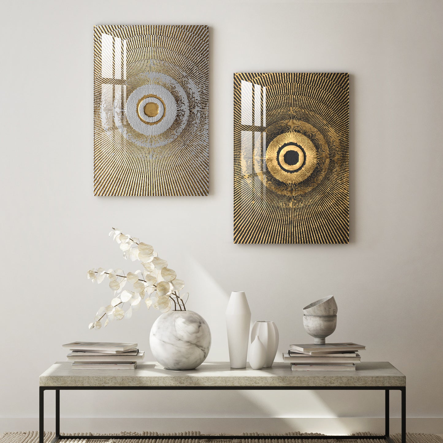 Creative Golden Landscape Acrylic Wall Art (Set Of 2)