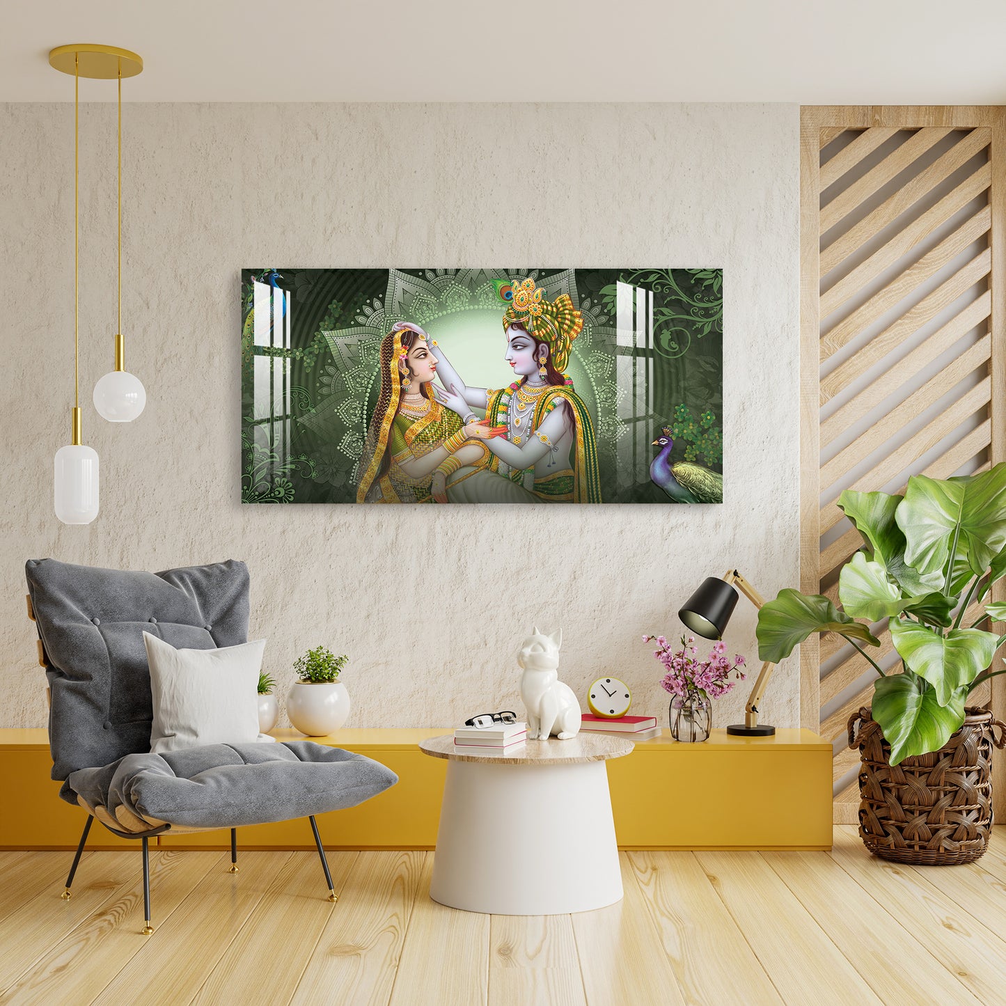 Sitting Radha Krishna Acrylic Wall Art