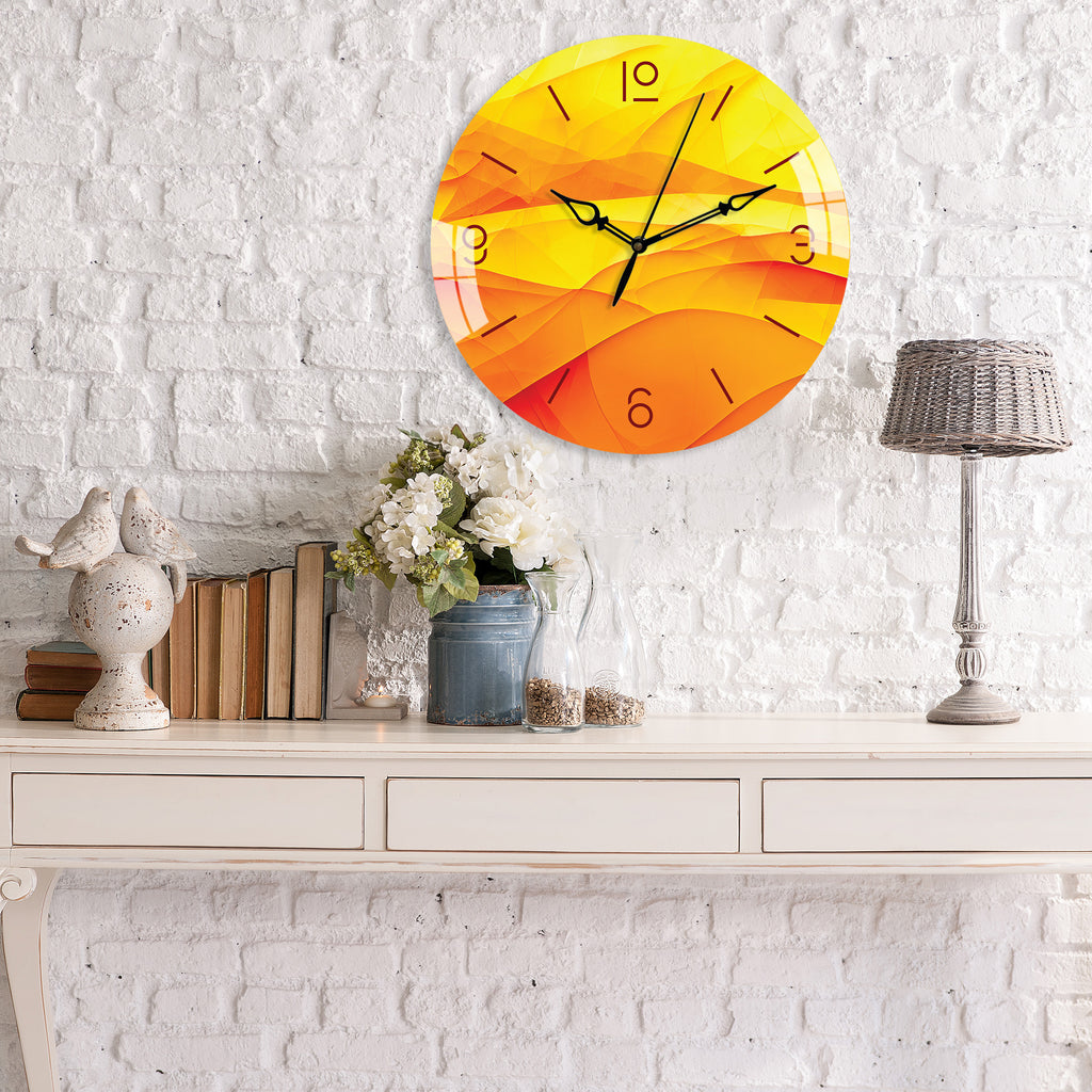 Golden Yellow Printed Acrylic Wall Clock