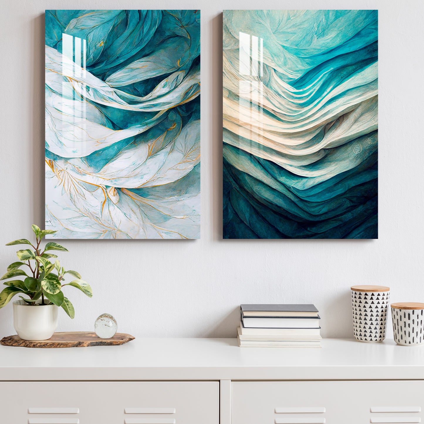 Gentle Waves Acrylic Wall Art (Set Of 2)