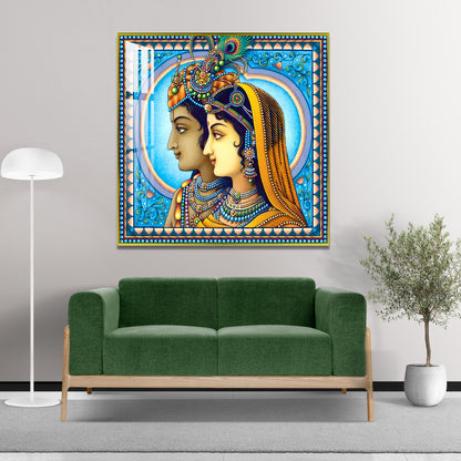 Lord Krishna and Radha Side Face Acrylic Wall Art