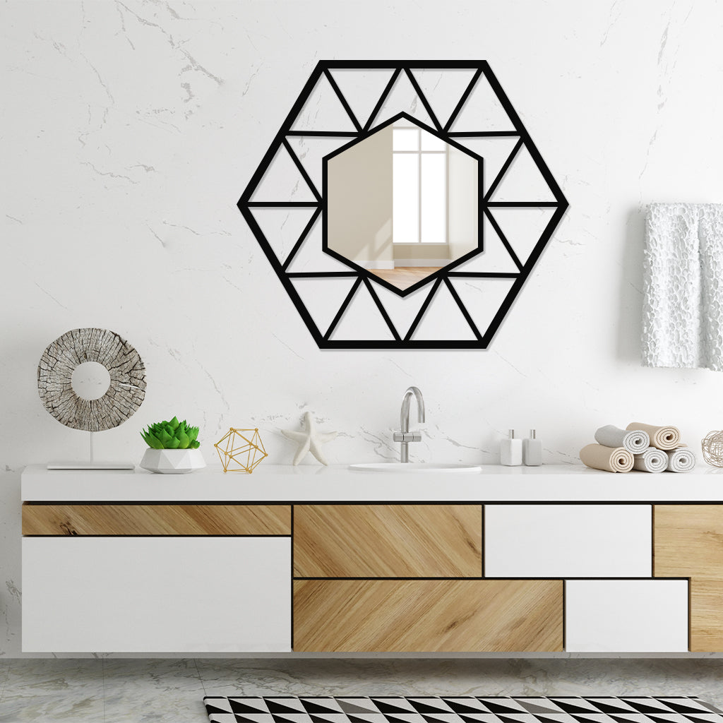 Hexagonal Shaped Metal Wall Mirror