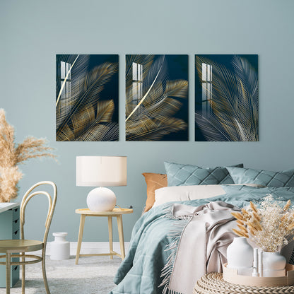 Minimal Feather Acrylic Wall Art (Set of 3)