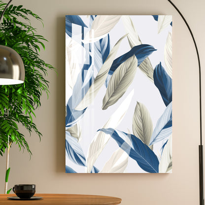 Blue & White Feather Acrylic Wall Art