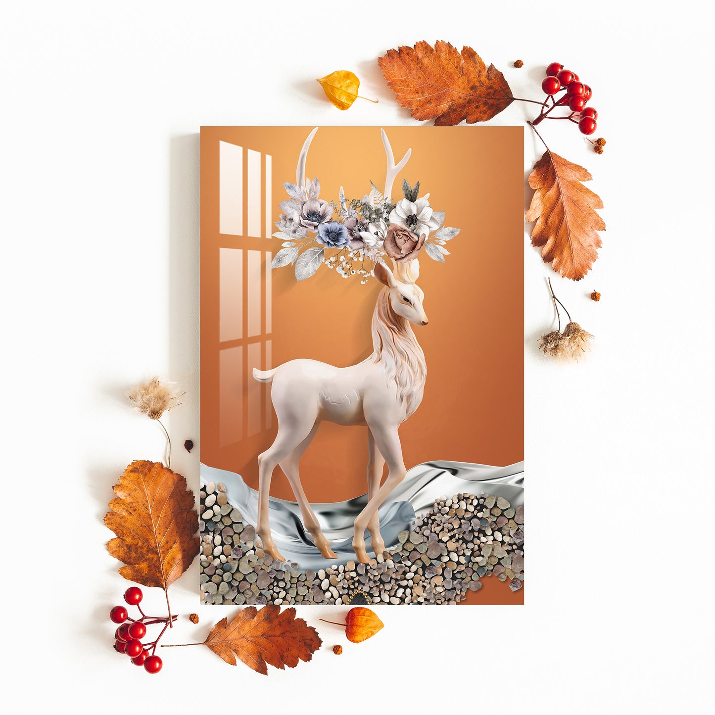 Fascinating White Deer Acrylic Wall Art