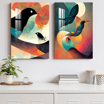 Evening Birds Acrylic Wall Art (Set Of 2)