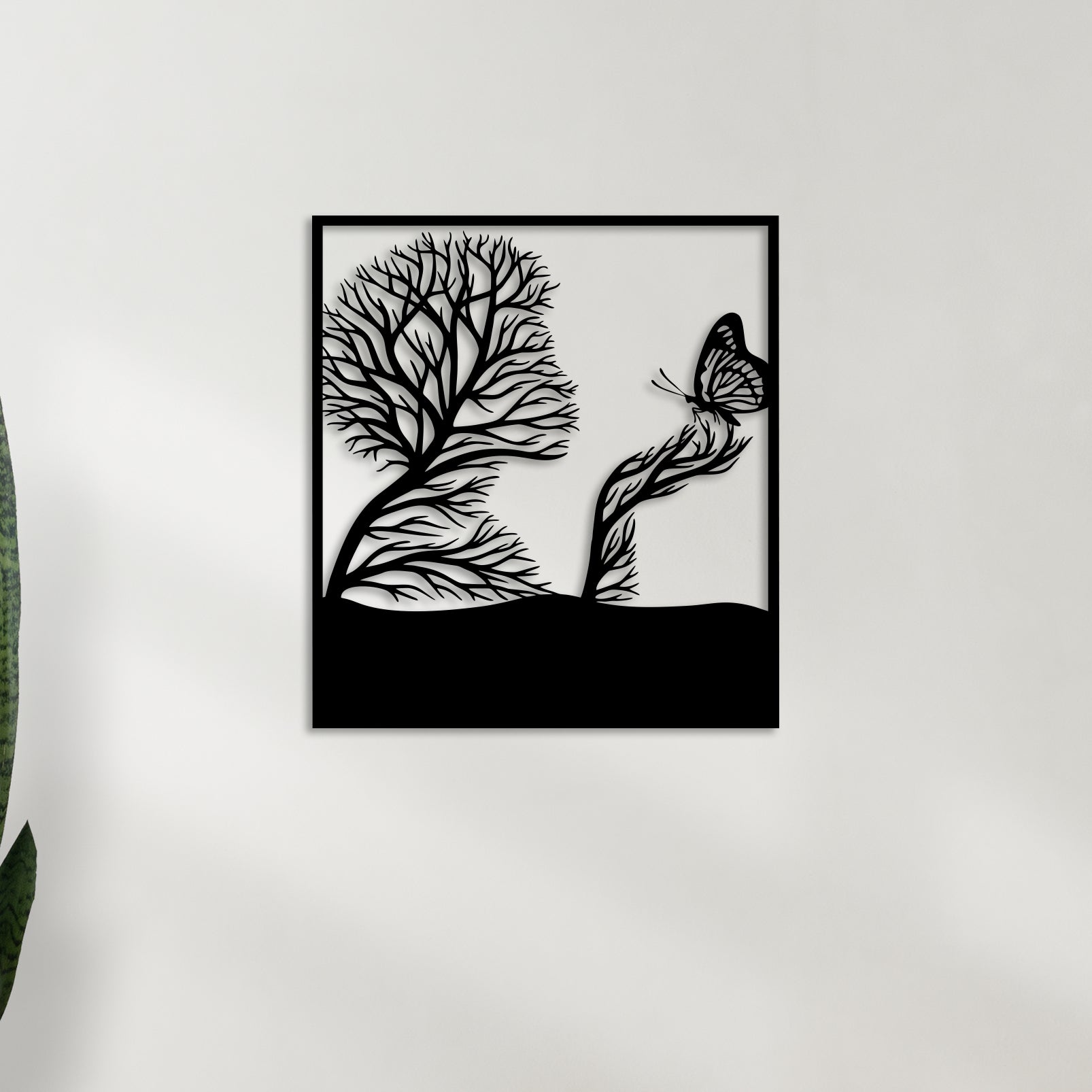 Tree & Butterfly Metal Wall Art