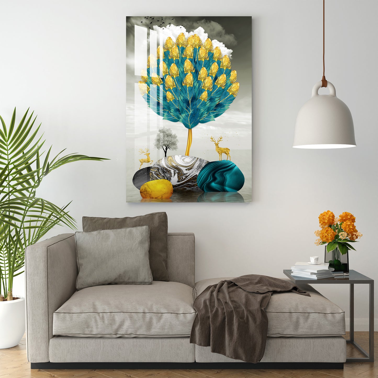 Blooming Golden Tree Acrylic Wall Art