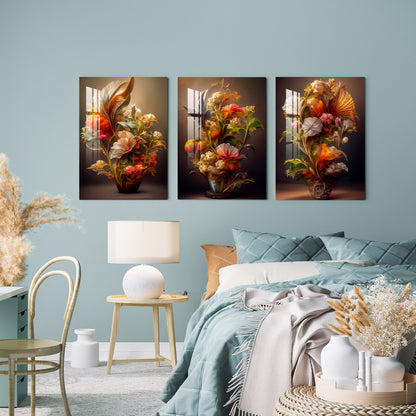 Vase of Flowers Acrylic Wall Art (Set of 3)