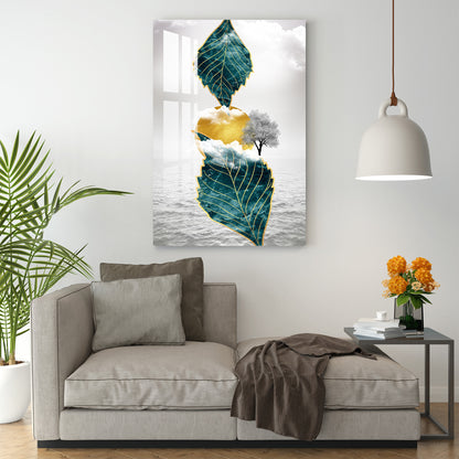 Leaves with Sun Acrylic Wall Art