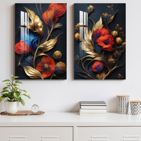 Colorful Abstract Flower Acrylic Wall Art (Set Of 2)